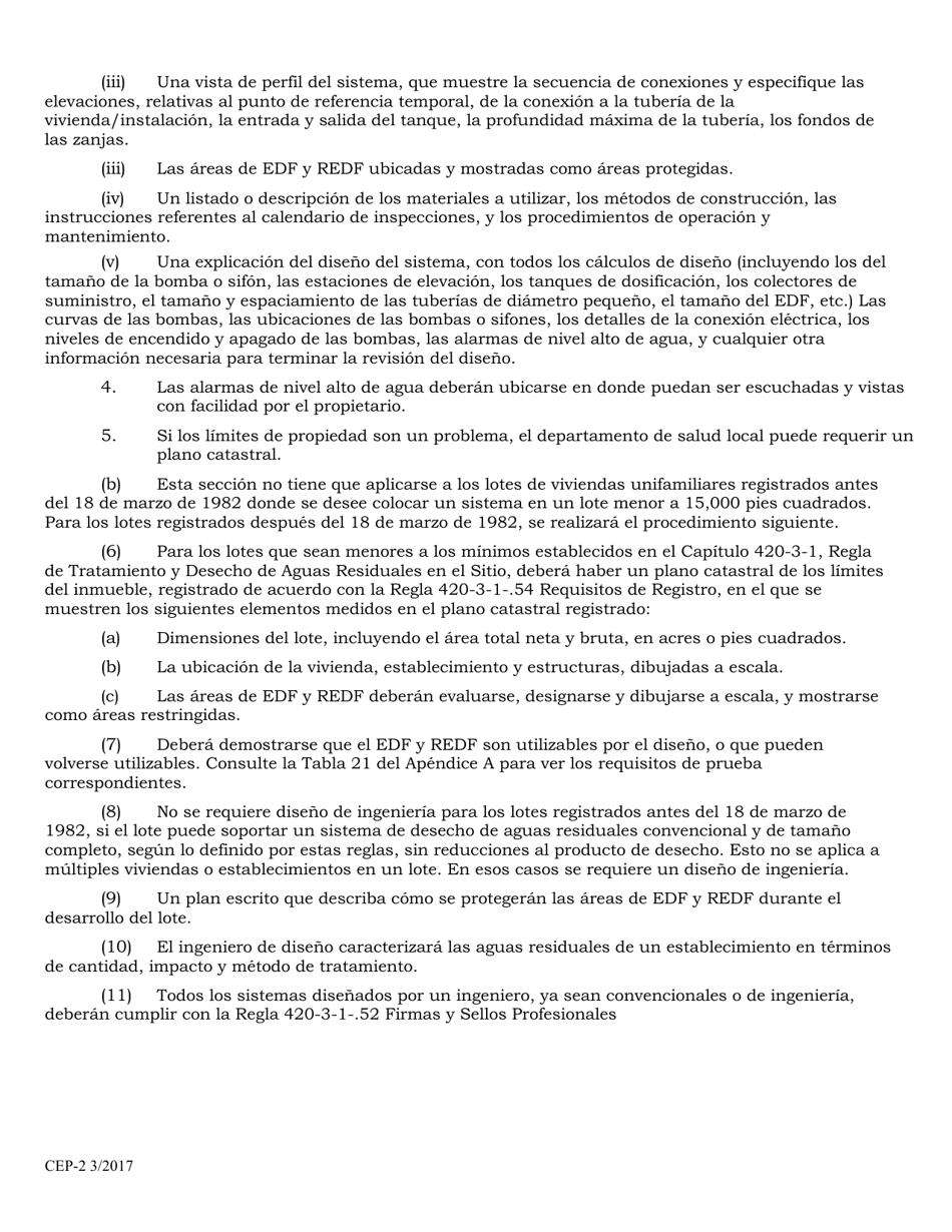 Formulario CEP-2 Solicitud De Un Permiso Para Instalar (Reparar) Sistemas De Desecho De Aguas Residuales De Flujo Bajo En El Lugar Para Un Sistema Con Flujo Total 1801 Gal / Dia O 12 Dormitorios - Alabama (Spanish), Page 5