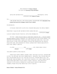 Form 2923.3 C2 Summary of Notice of Default - California (English/Korean)