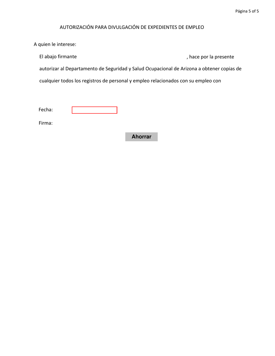 Formulario De Queja De Denunciantes En Linea De Adosh - Arizona (Spanish), Page 5