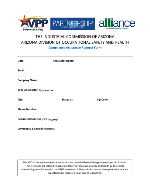 Compliance Assistance Request Form - Arizona
