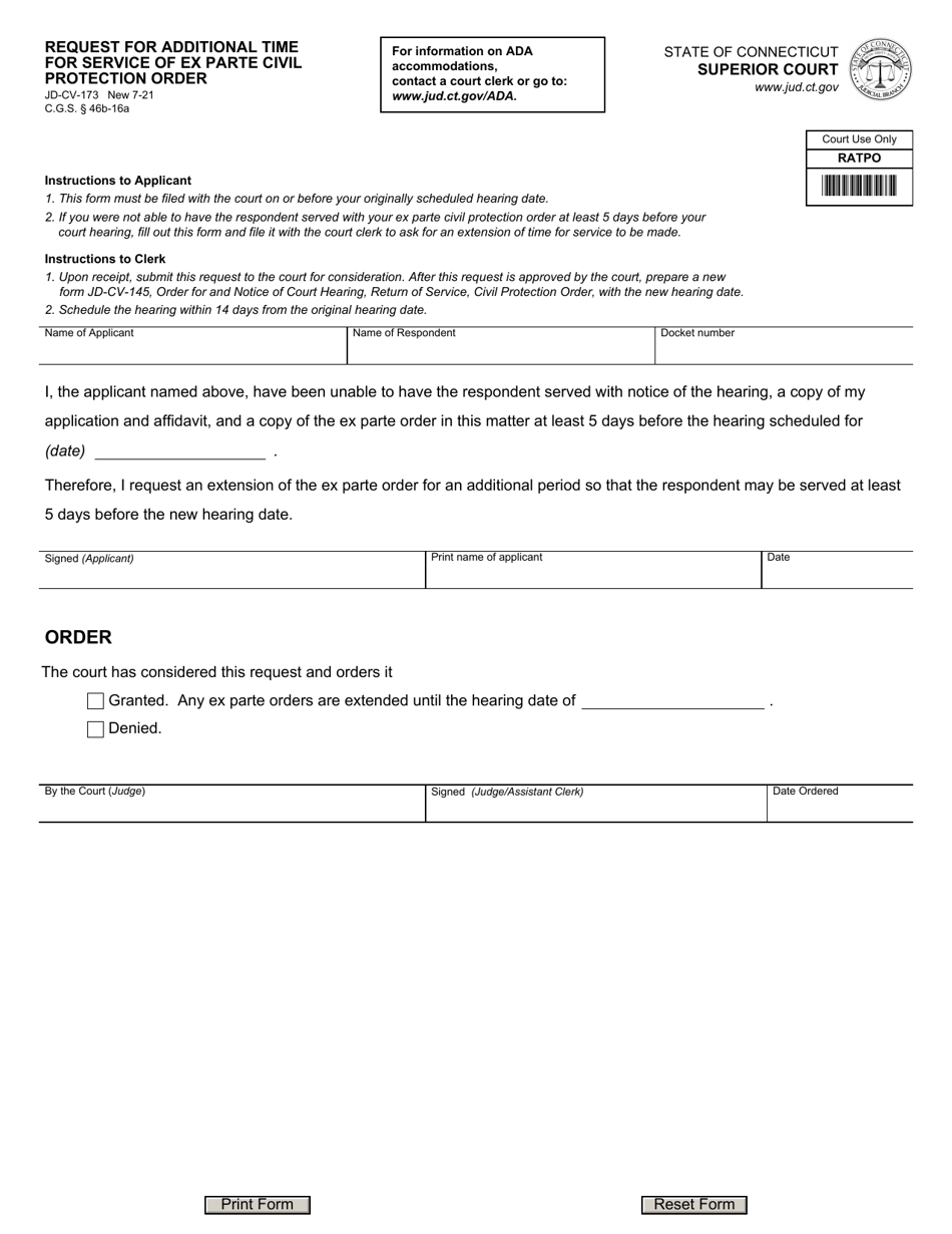 Form JD-CV-173 - Fill Out, Sign Online and Download Fillable PDF ...