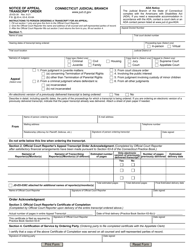 Form JD-ES-38 &quot;Notice of Appeal Transcript Order&quot; - Connecticut