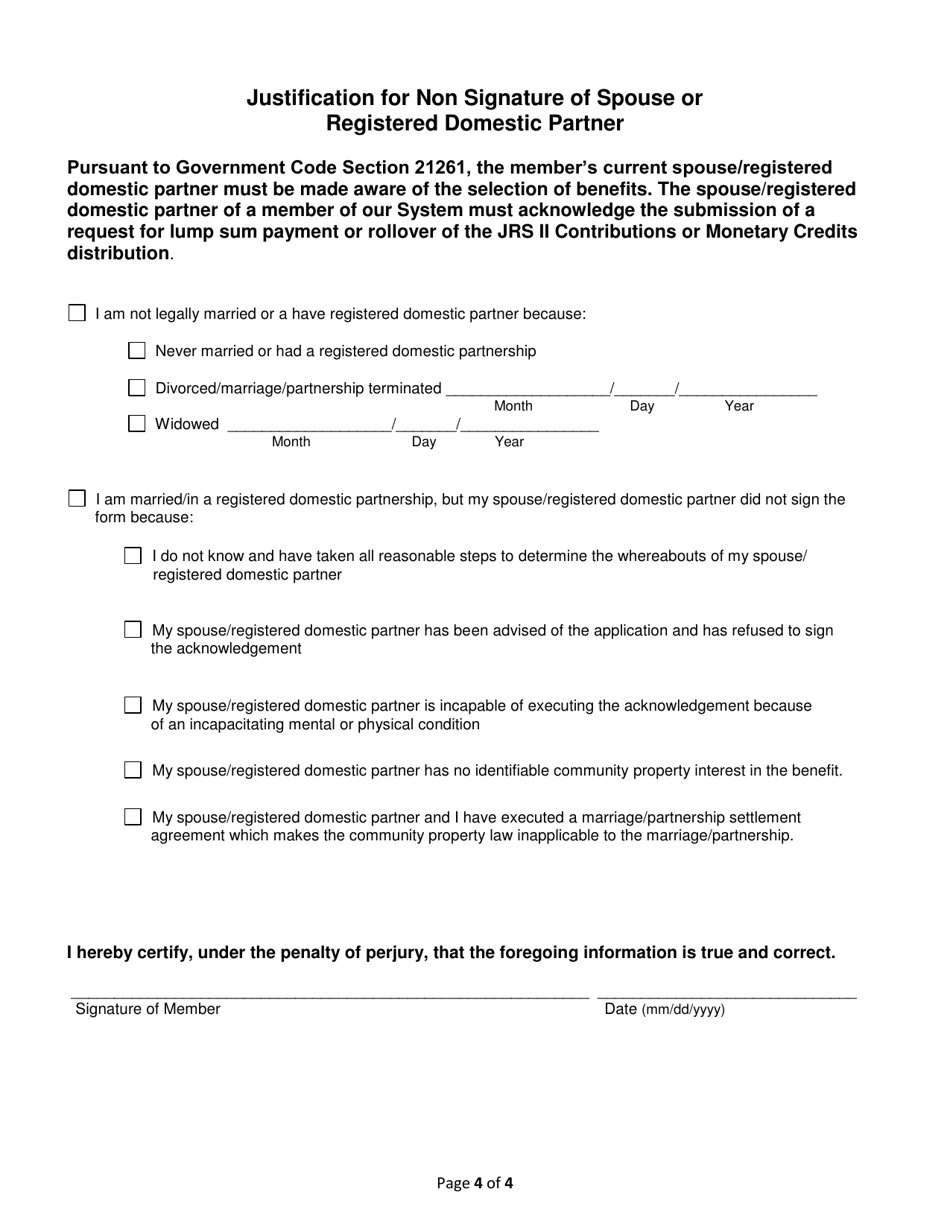 Distribution of Judges Retirement System II (Jrs II) Contributions or Monetary Credits - California, Page 4