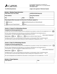 Document preview: Form PERS-PRS-W-4P/DE-4P Tax Withholding Election - Judges' and Legislators' Retirement System - California
