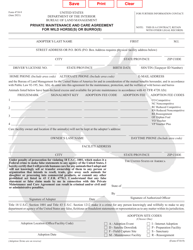 Form 4710-9 &quot;Private Maintenance and Care Agreement for Wild Horse(S) or Burro(S)&quot;