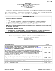 Form DBPR CPA1 &quot;Application for CPA Examination&quot; - Florida