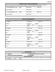 Form DBPR CPA1 Application for CPA Examination - Florida, Page 4