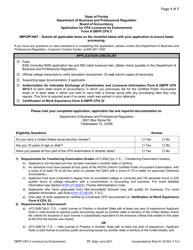Document preview: Form DBPR CPA3 Application for CPA Licensure by Endorsement - Florida