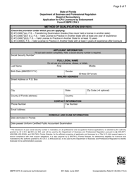 Form DBPR CPA3 Application for CPA Licensure by Endorsement - Florida, Page 3