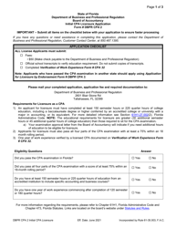 Form DBPR CPA2 Initial CPA Licensure Application - Florida