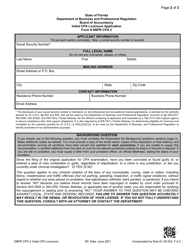 Form DBPR CPA2 Initial CPA Licensure Application - Florida, Page 2