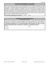 Form DBPR CPA7 CPA Change of Status - Florida, Page 4