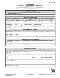 Form DBPR CPA6 Application for CPA Non Resident Temporary Practice Permit - Florida, Page 2