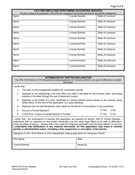 Form DBPR CPA6 Application for CPA Non Resident Temporary Practice Permit - Florida, Page 3