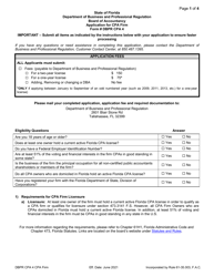 Form DBPR CPA4 &quot;Application for CPA Firm&quot; - Florida