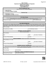 Form DBPR CPA4 Application for CPA Firm - Florida, Page 2