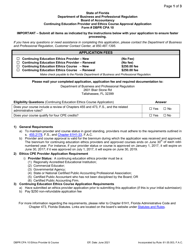Document preview: Form DBPR CPA10 Continuing Education Provider and Ethics Course Approval Application - Florida