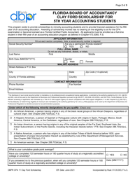 Form DBPR CPA11 Clay Ford Scholarship for 5th Year Accounting Students - Florida, Page 2