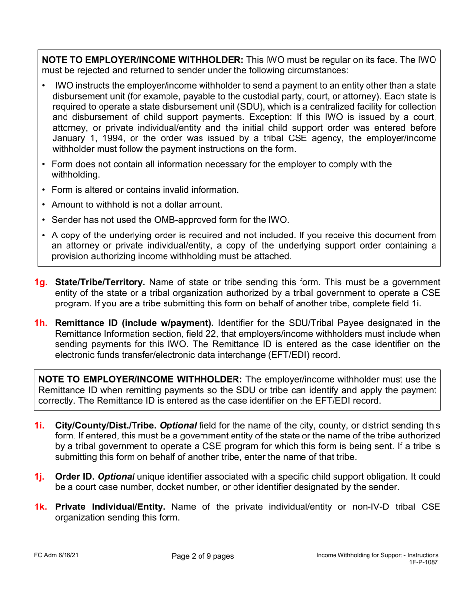 Sample Form 1F-P-1087 Order / Notice to Withhold Income for Support - Hawaii, Page 2