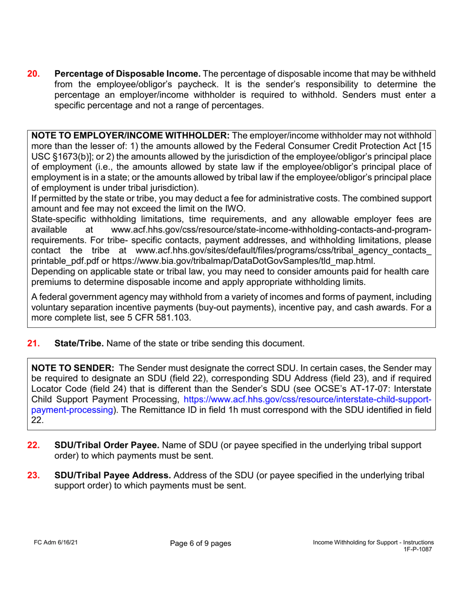 Sample Form 1F-P-1087 Order / Notice to Withhold Income for Support - Hawaii, Page 6