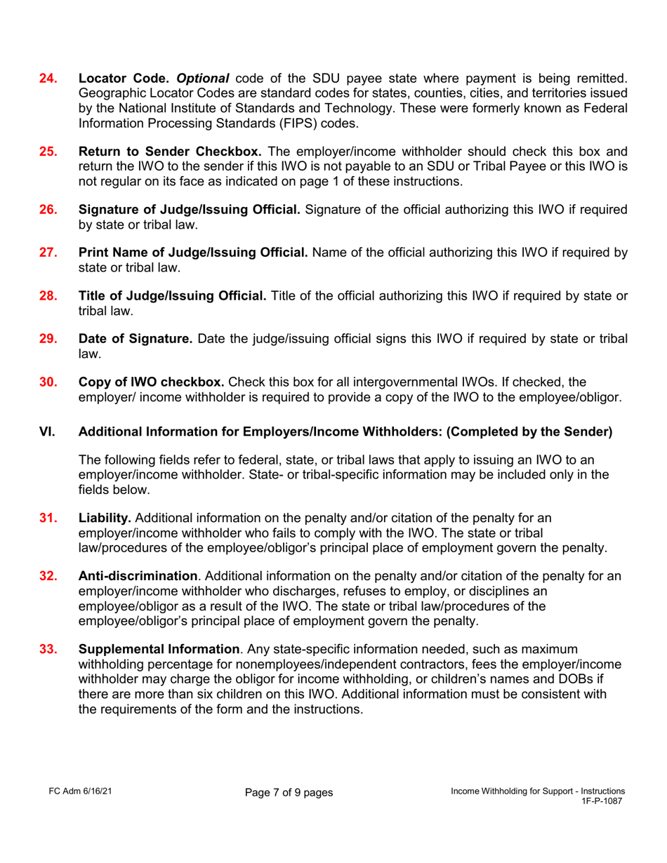 Sample Form 1F-P-1087 Order / Notice to Withhold Income for Support - Hawaii, Page 7