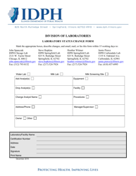 Document preview: Laboratory Status Change Form - Illinois