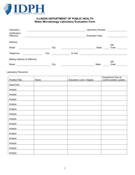 Water Microbiology Laboratory Evaluation Form - Illinois