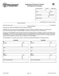 Document preview: Form BC503 Assignment of Contract/Consent to Assignment of Contract - Illinois