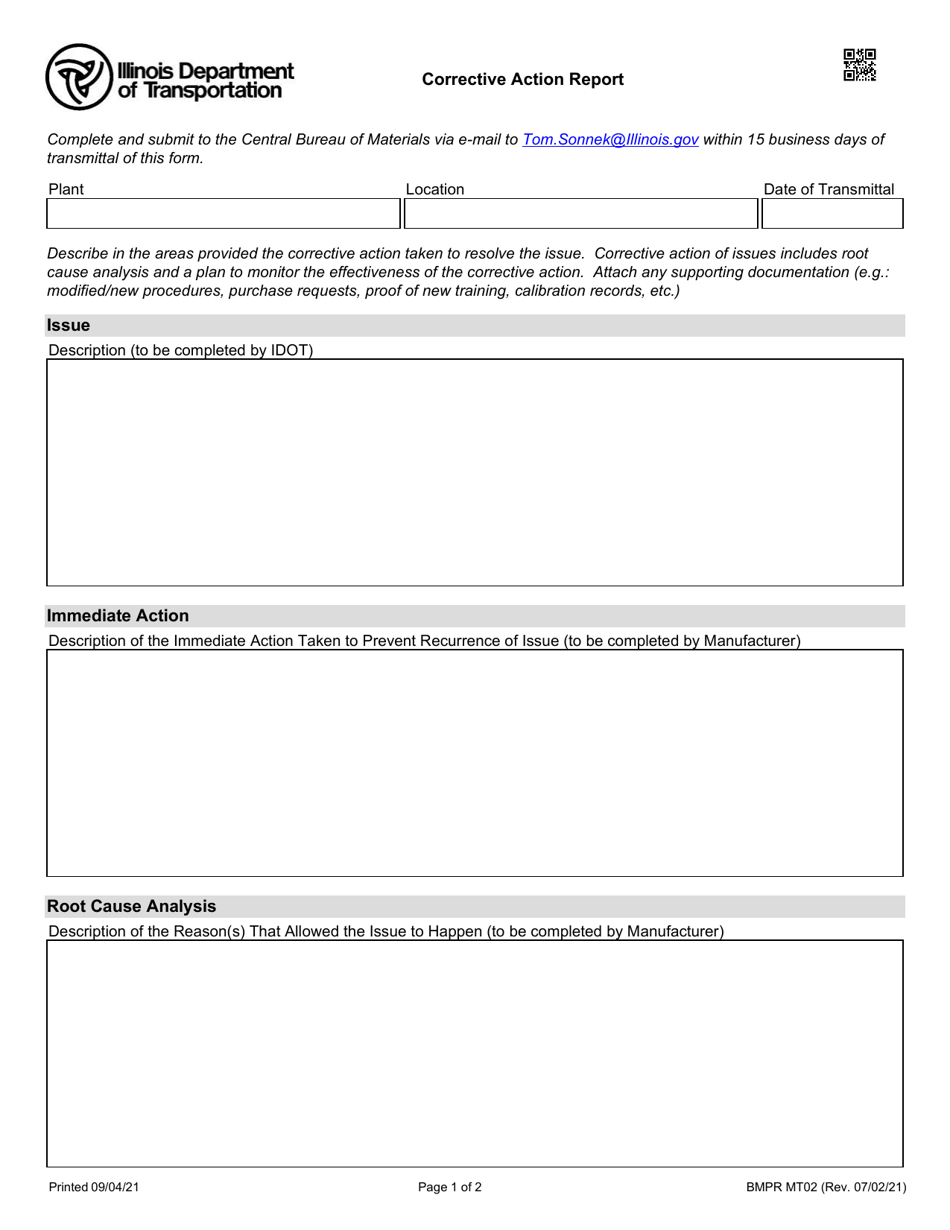Form BMPR MT02 Corrective Action Report - Illinois, Page 1