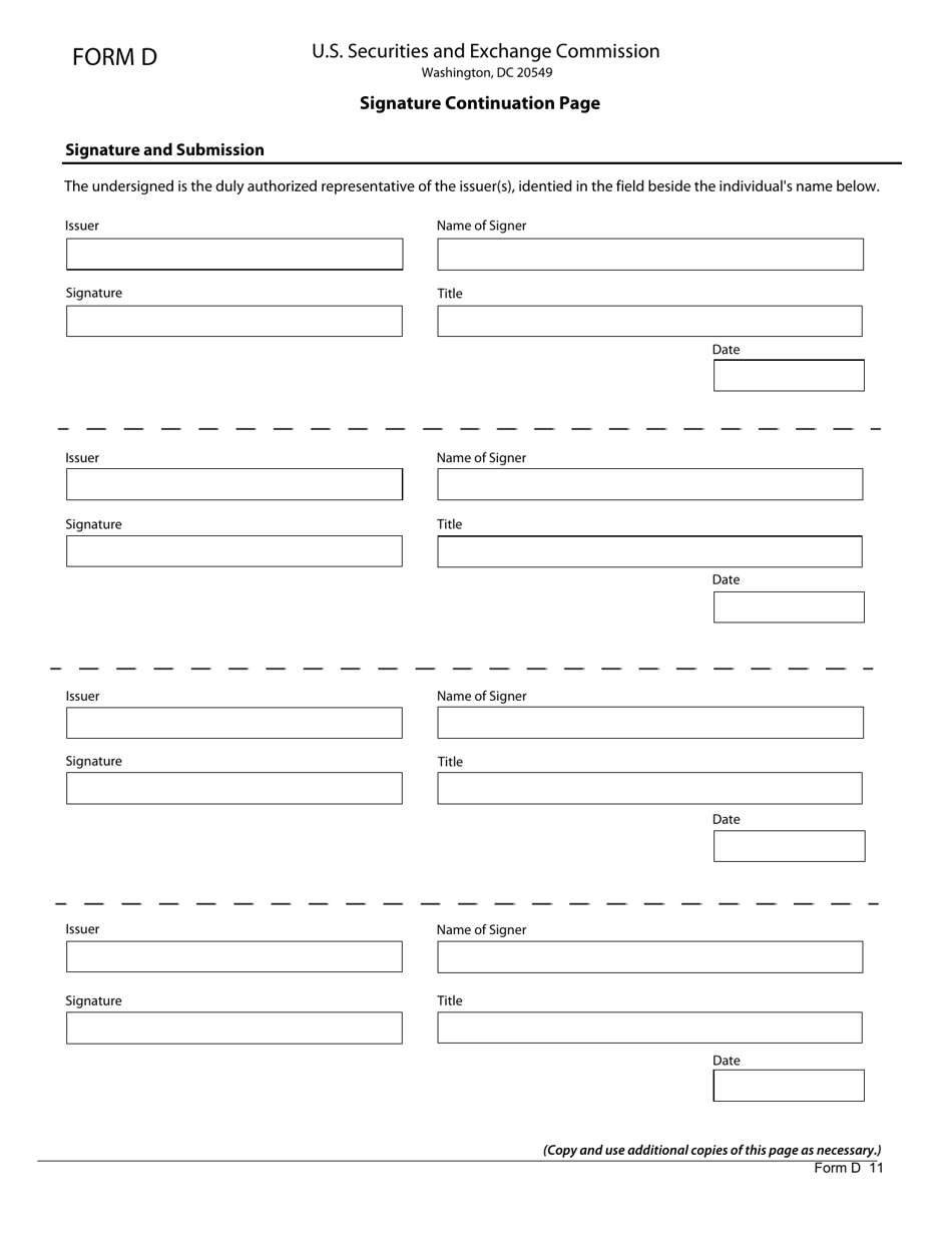 SEC Form 1972 (D) Notice of Exempt Offering of Securities, Page 11