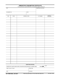 Document preview: DA Form 5692 Ammunition Consumption Certificate