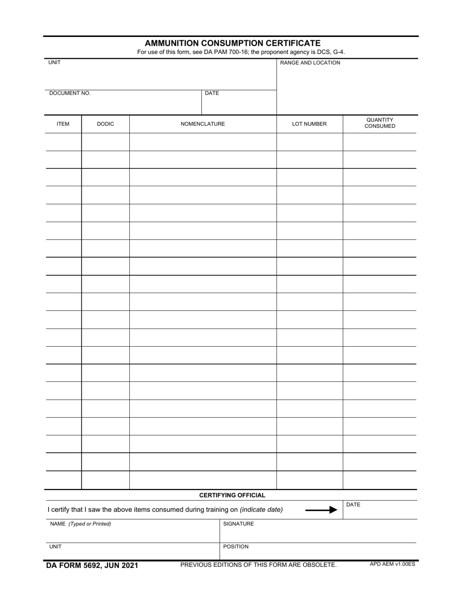 Da Form 5692 Fillable - Printable Forms Free Online