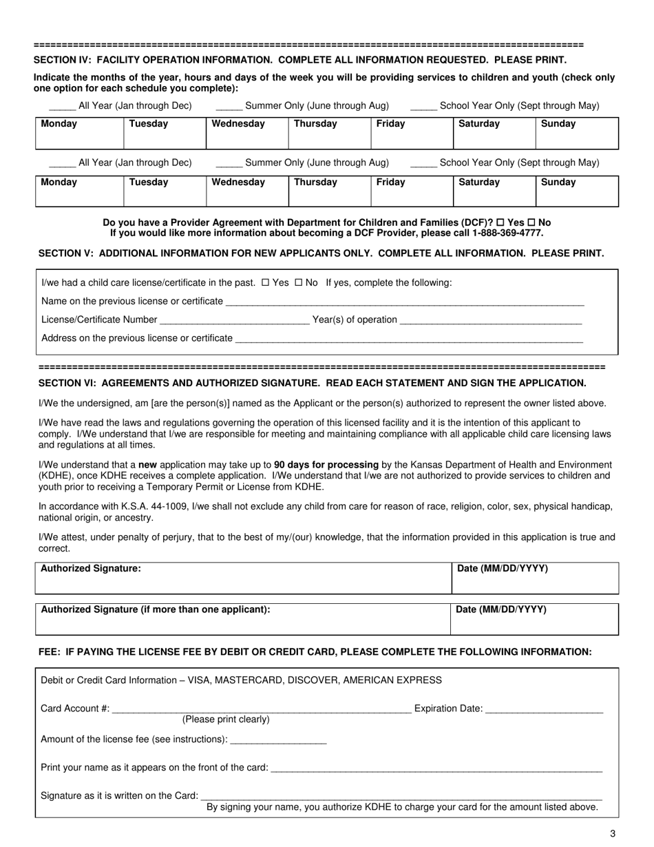 Form CCL.201 Application for a Licensed Day Care Home or Licensed Group Day Care Home - Kansas, Page 3