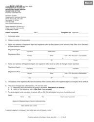 Document preview: Form BCA5.10/5.20 Statement of Change of Registered Agent and/or Registered Office - Illinois