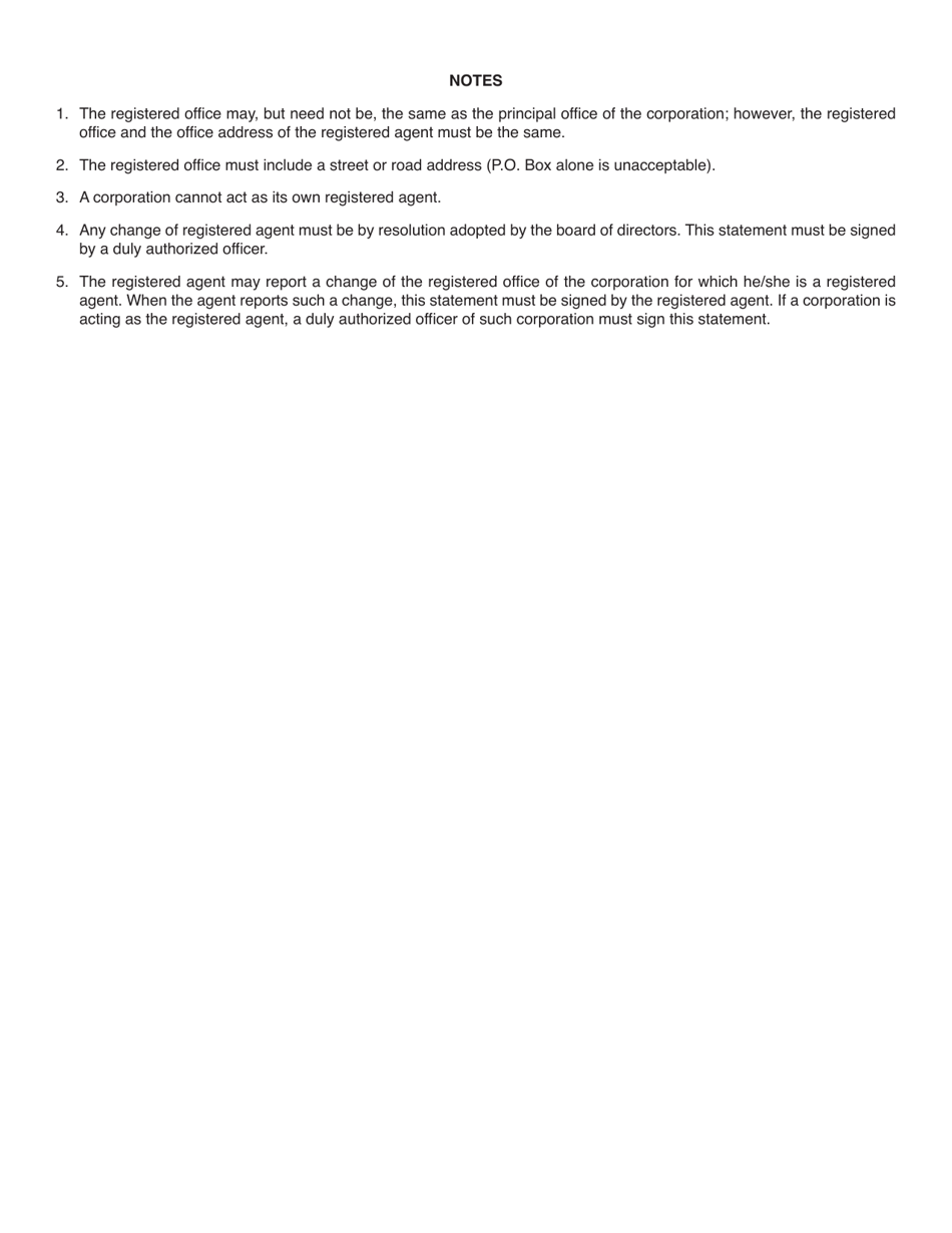 Form BCA5.10 / 5.20 Statement of Change of Registered Agent and / or Registered Office - Illinois, Page 2