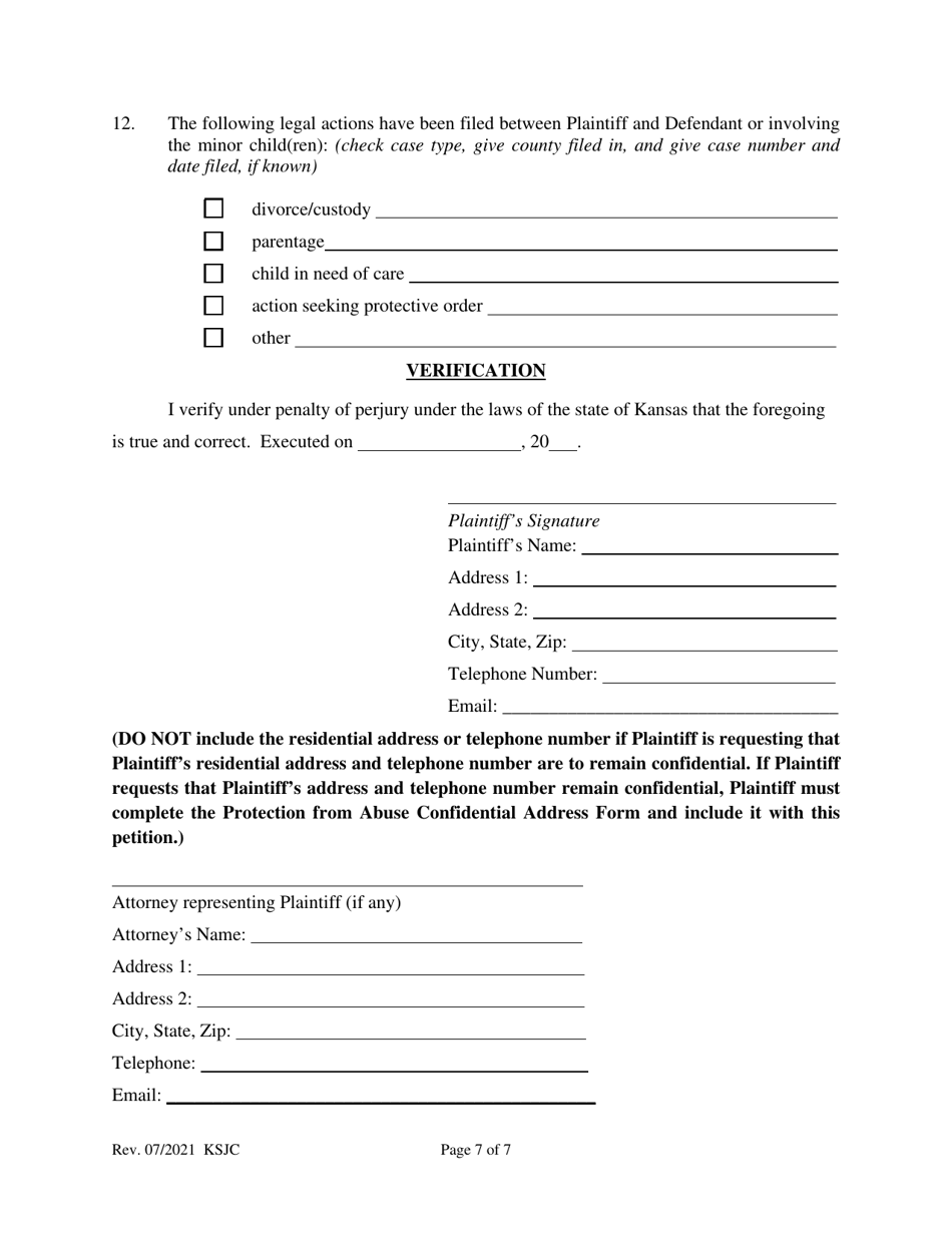 Petition for Protection From Abuse Order - Kansas, Page 7