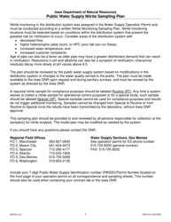 DNR Form 542-0920 Public Water Supply Nitrite Sampling Plan - Iowa