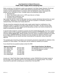 DNR Form 542-0919 Public Water Supply Nitrite Sampling Plan (Annual) - Iowa