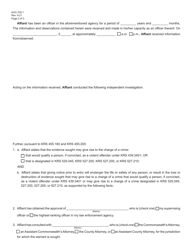 Form AOC-335.1 Affidavit for Search Warrant Authorizing Entry Without Notice - Kentucky, Page 2