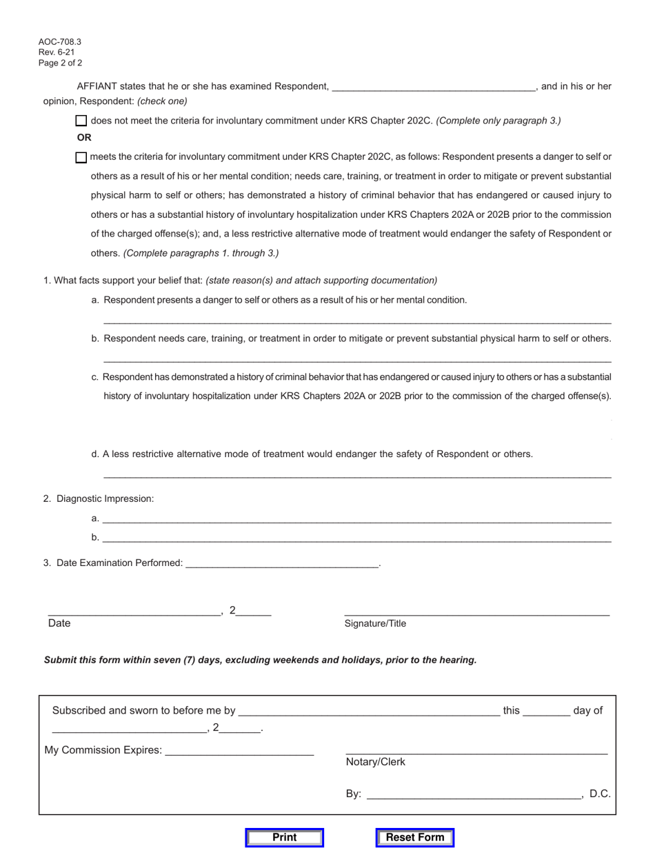 Form AOC-708.3 - Fill Out, Sign Online and Download Fillable PDF ...