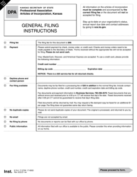 Form DPA Professional Association Articles of Incorporation - Kansas
