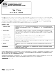 Form DPA Professional Association Articles of Incorporation - Kansas, Page 2