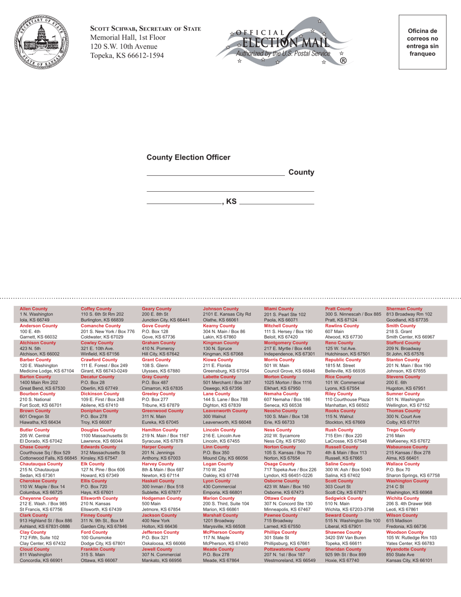 Solicitud De Registro Votante - Kansas (Spanish), Page 2