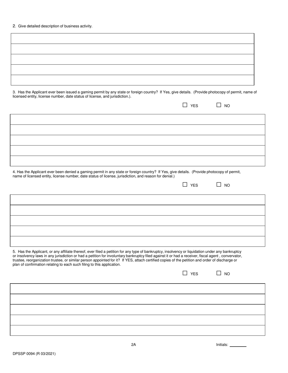 Form DPSSP0094 Part A Corporate State Certification Application - Gaming and Non-gaming Suppliers - Louisiana, Page 4