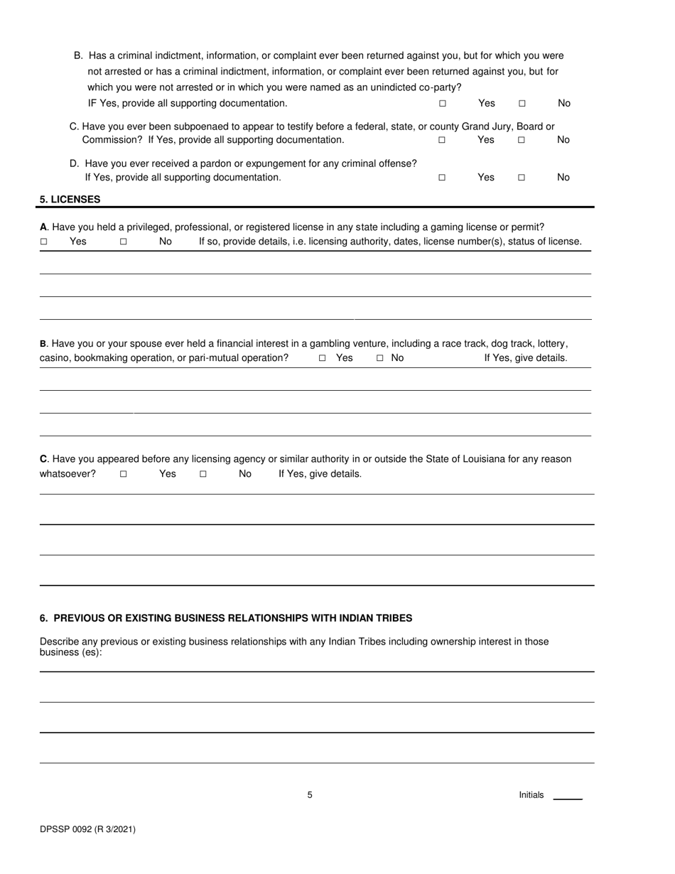 Form DPSSP0092 Gaming Employee Certification Application - Louisiana, Page 10