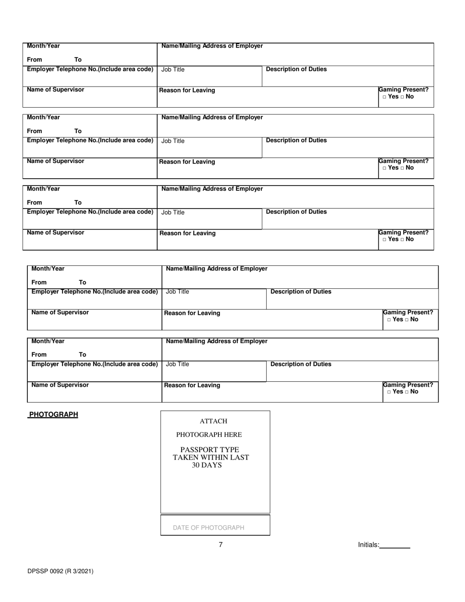 Form DPSSP0092 Gaming Employee Certification Application - Louisiana, Page 12