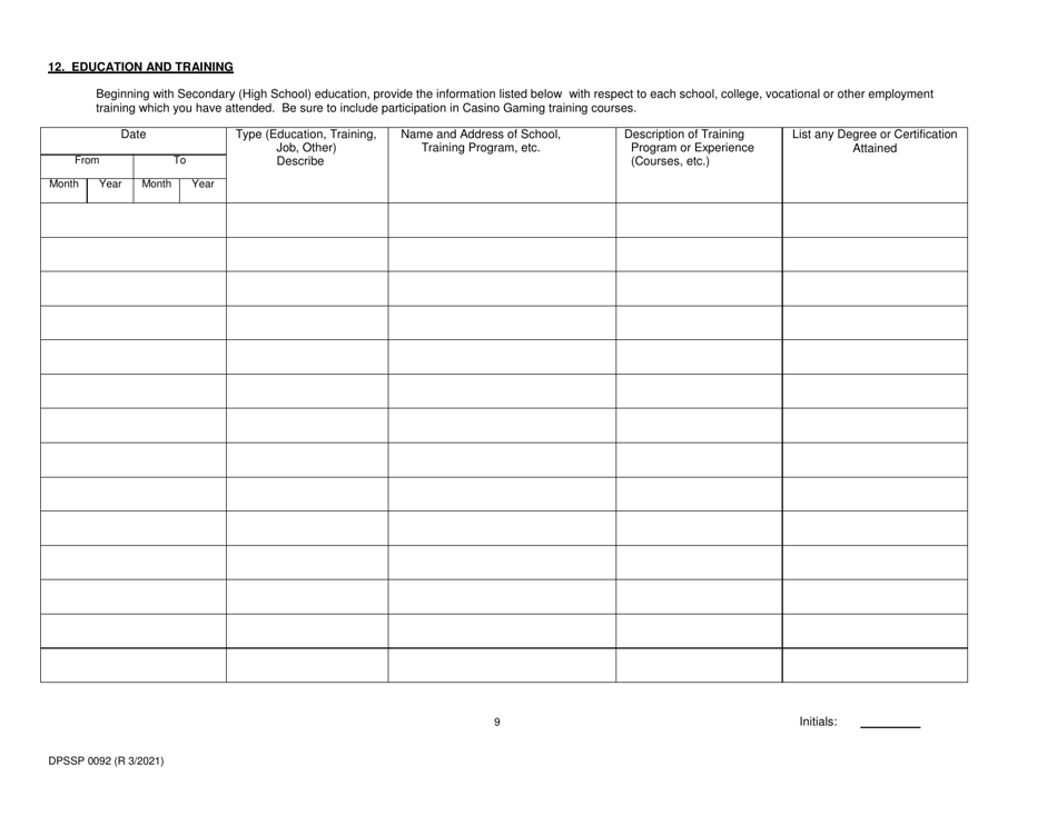 Form DPSSP0092 Gaming Employee Certification Application - Louisiana, Page 14