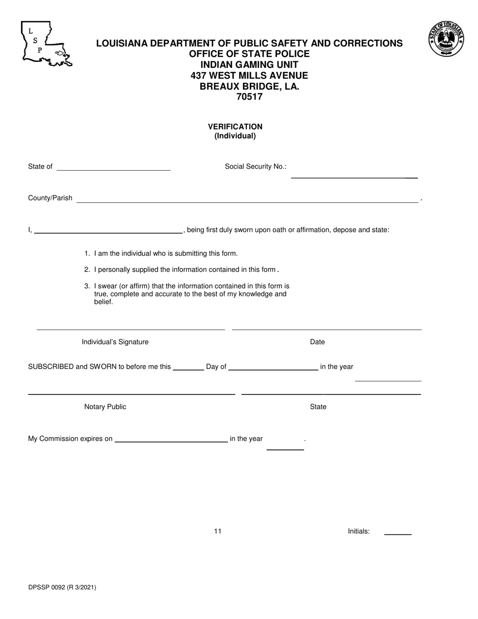 Form DPSSP0092 Gaming Employee Certification Application - Louisiana, Page 16