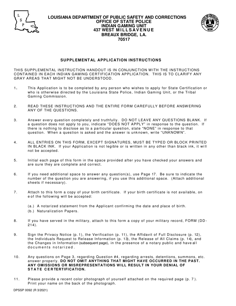 Form DPSSP0092 Gaming Employee Certification Application - Louisiana, Page 3
