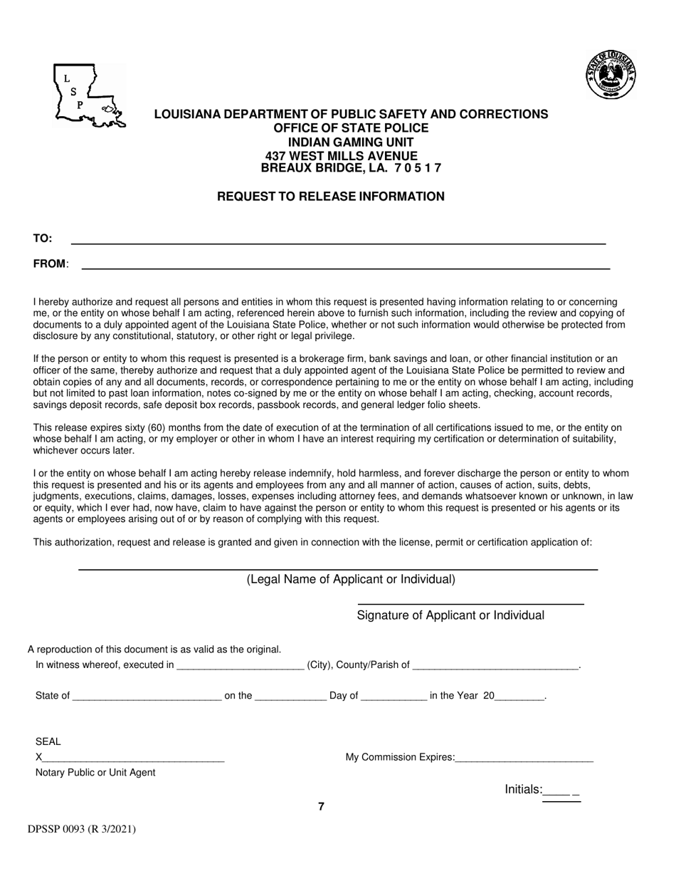 Form DPSSP0093 Gaming Employee State Certification Renewal Application - Louisiana, Page 10